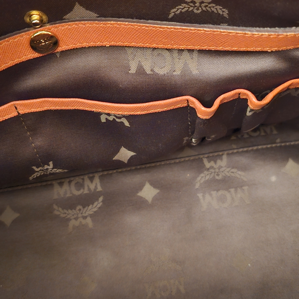 MCM Orange Satchel with Gold Accents - Picture 11 of 14